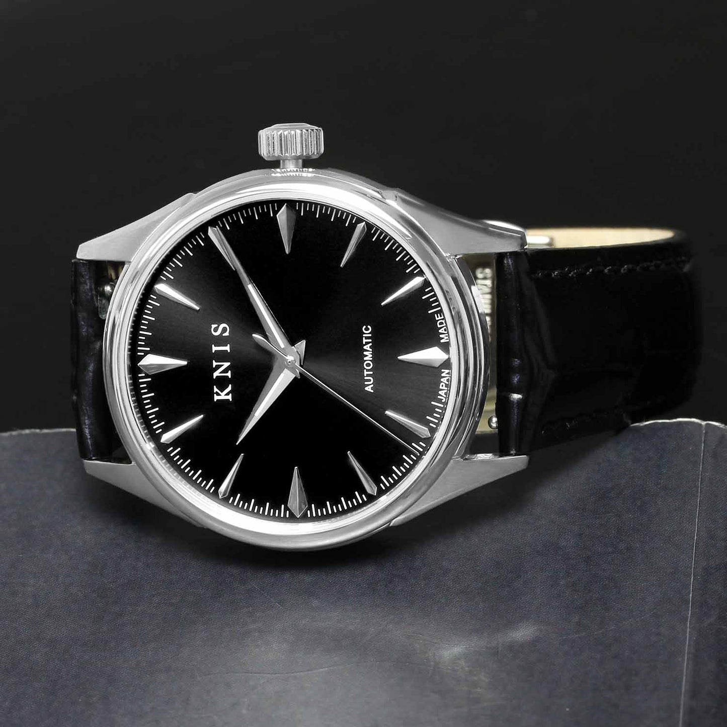 KNIS Automatic Sunray Dial Black Leather KN001-BKBKLE