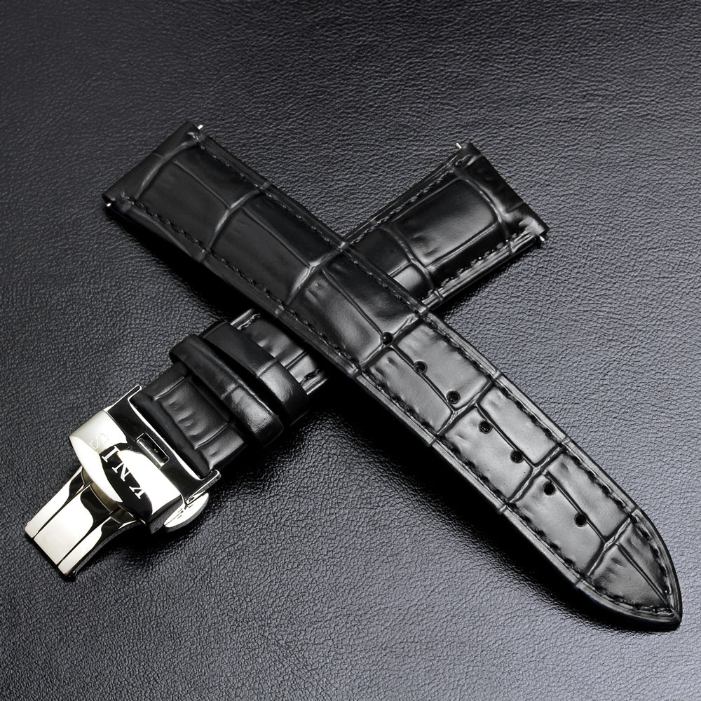 KNIS Leather Strap D-Buckle 20mm Black
