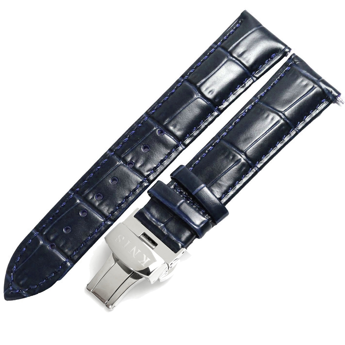 KNIS Leather Strap D-Buckle 20mm Navy