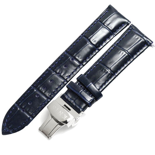 KNIS Leather Strap D-Buckle 20mm Navy