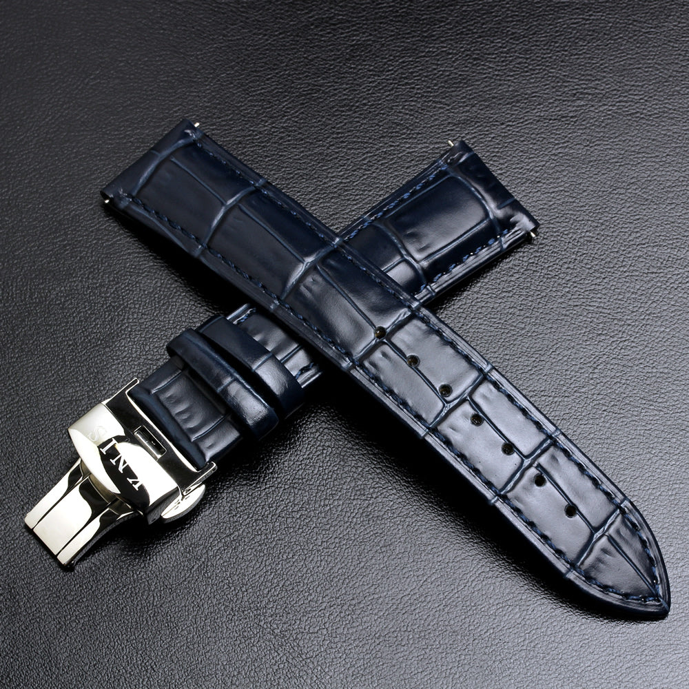 KNIS Leather Strap D-Buckle 20mm Navy