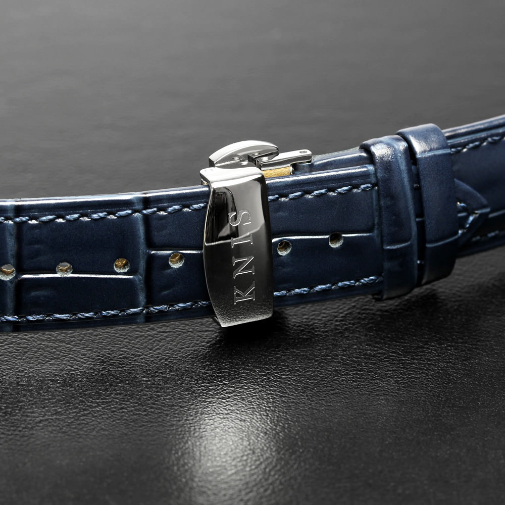 KNIS Leather Strap D-Buckle 20mm Navy
