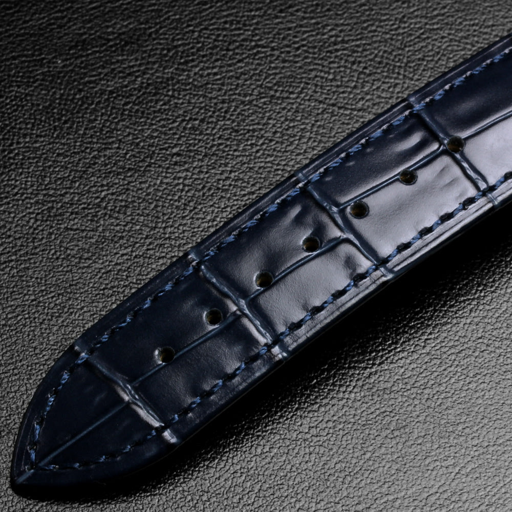 KNIS Leather Strap D-Buckle 20mm Navy