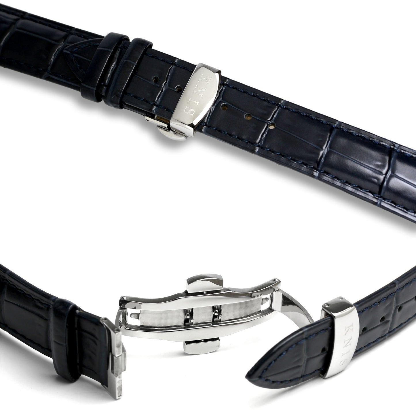 KNIS Leather Strap D-Buckle 20mm Navy