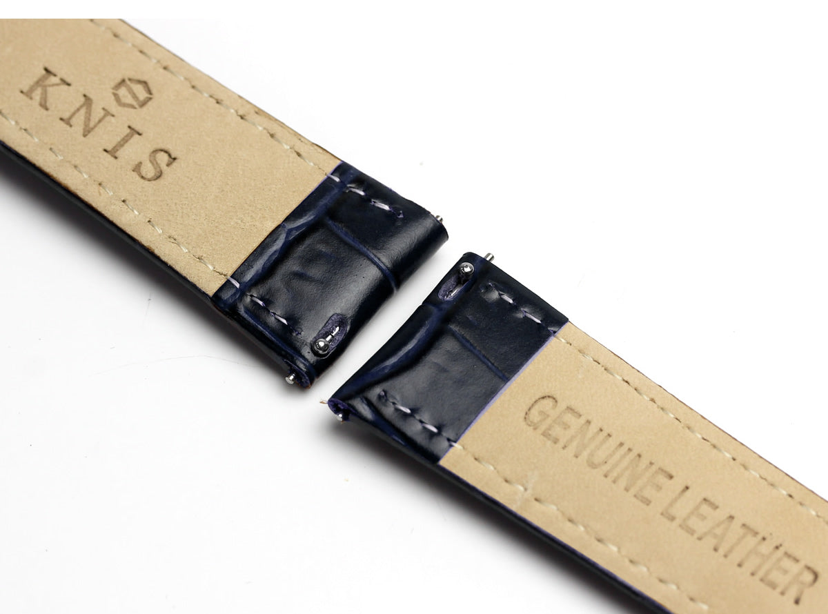 KNIS Leather Strap D-Buckle 20mm Navy