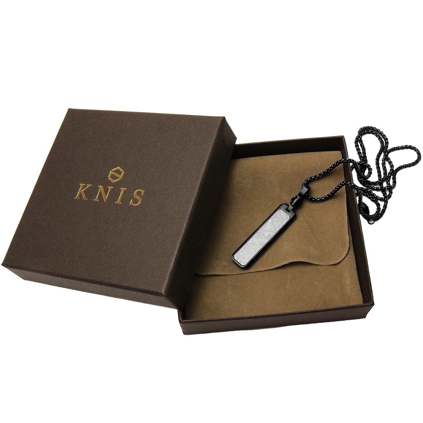 KNIS Meteorite Necklace Stainless Steel Plate Black KN-NC002-BK