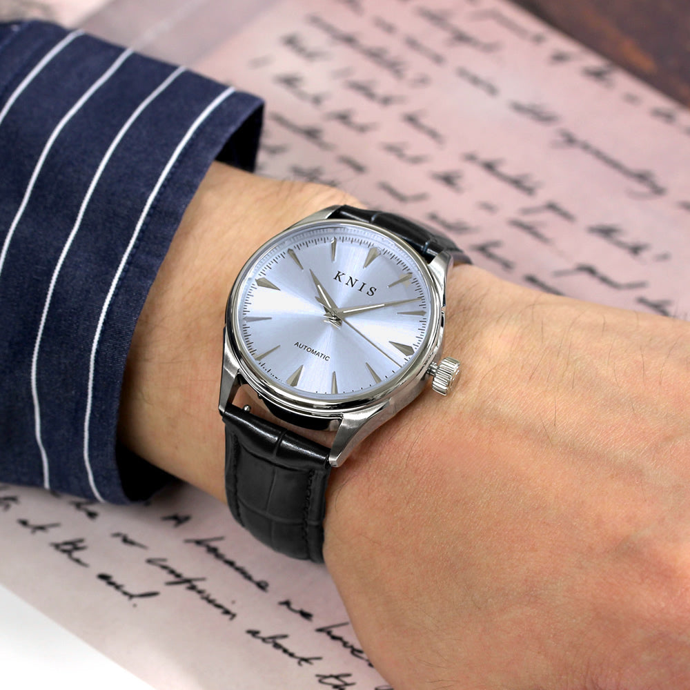 KNIS Automatic Sunray Dial Ice Blue Leather KN001-IBLBLLE