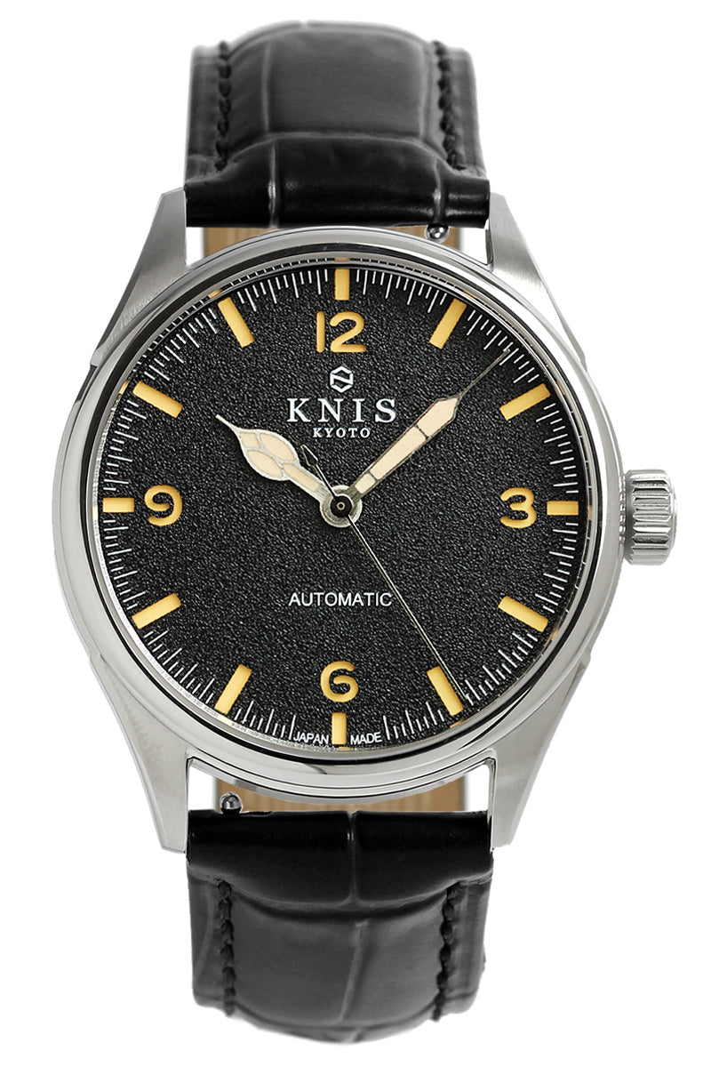 KNIS 自動巻き レトロモダン スーパールミノバ レザー ブラック KN002