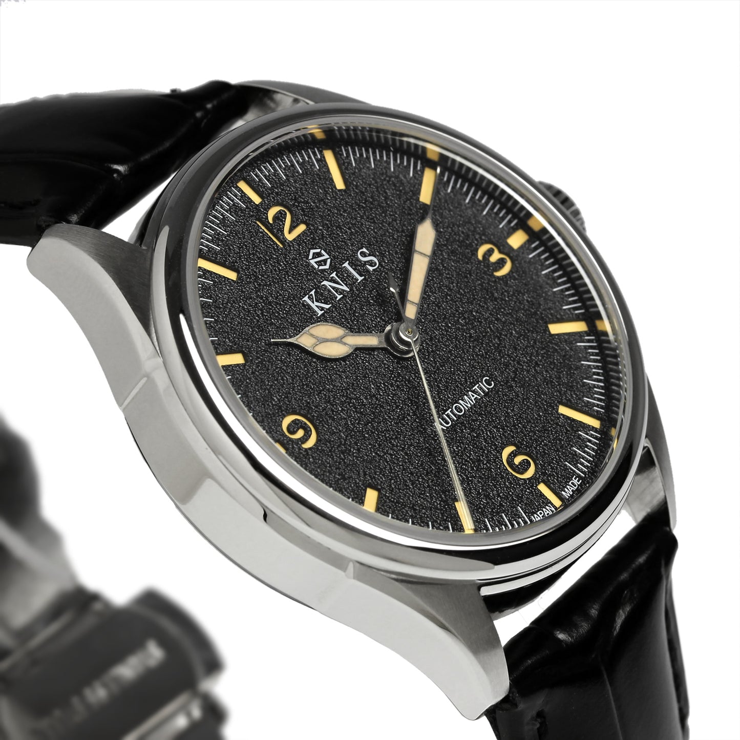 KNIS Automatic Retro Modern - Black Dial with Black Leather Strap KN002-BKBKLE