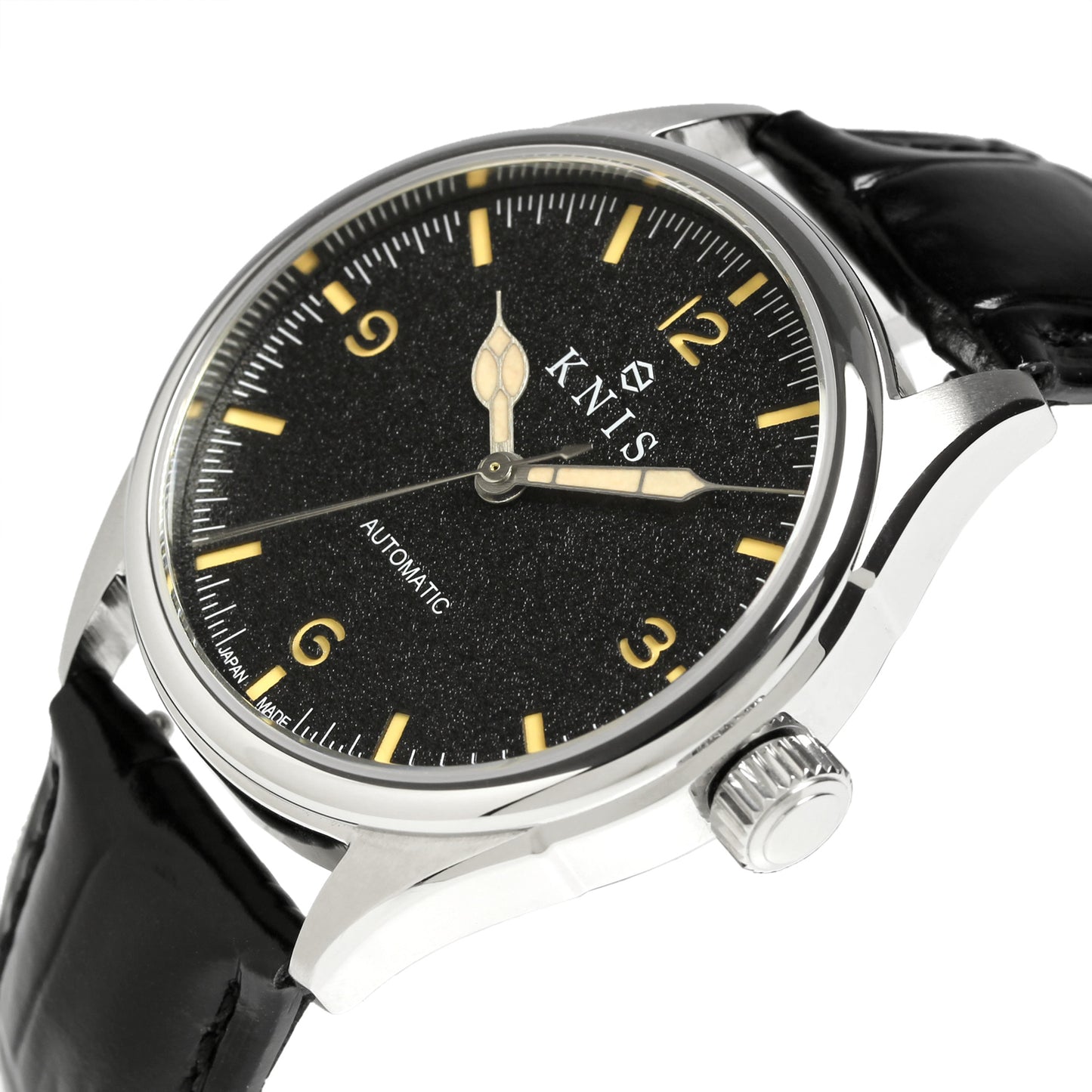 KNIS Automatic Retro Modern - Black Dial with Black Leather Strap KN002-BKBKLE