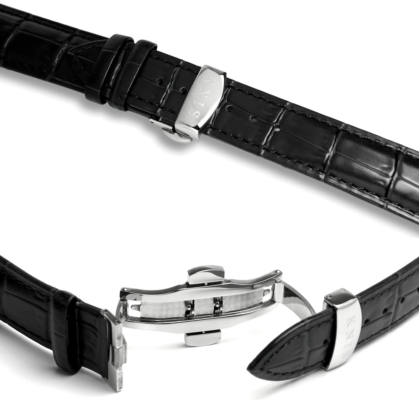 KNIS Meteorite Made in Japan Automatic Watch Men's Leather Strap Leather Black KN001-MTBKLE