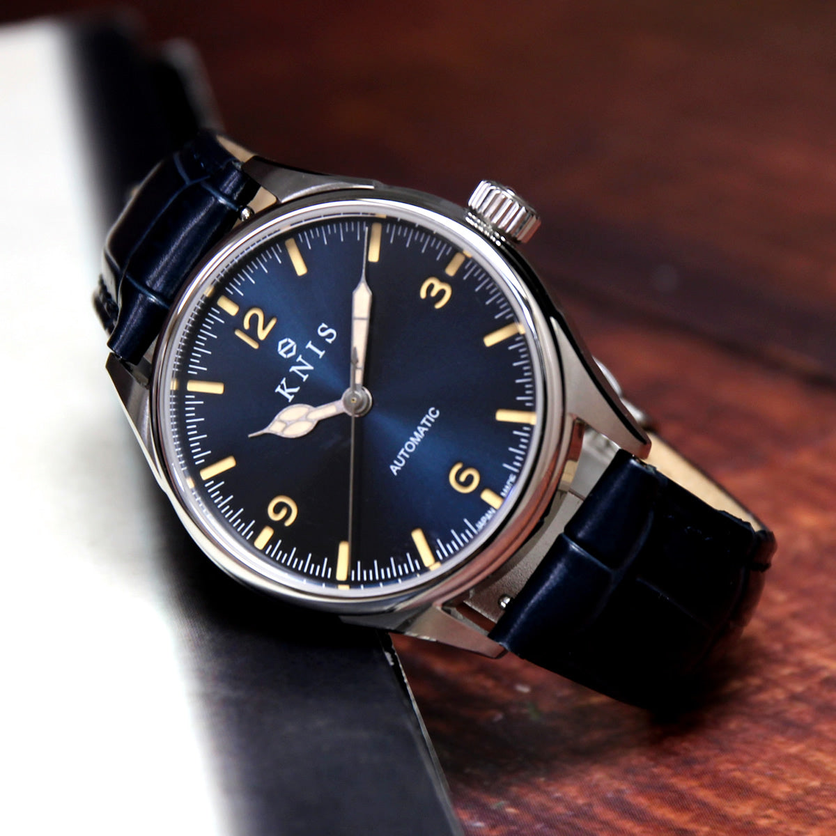 KNIS Automatic Retro Modern - Blue Dial with Blue Leather Strap KN002-BLBLLE