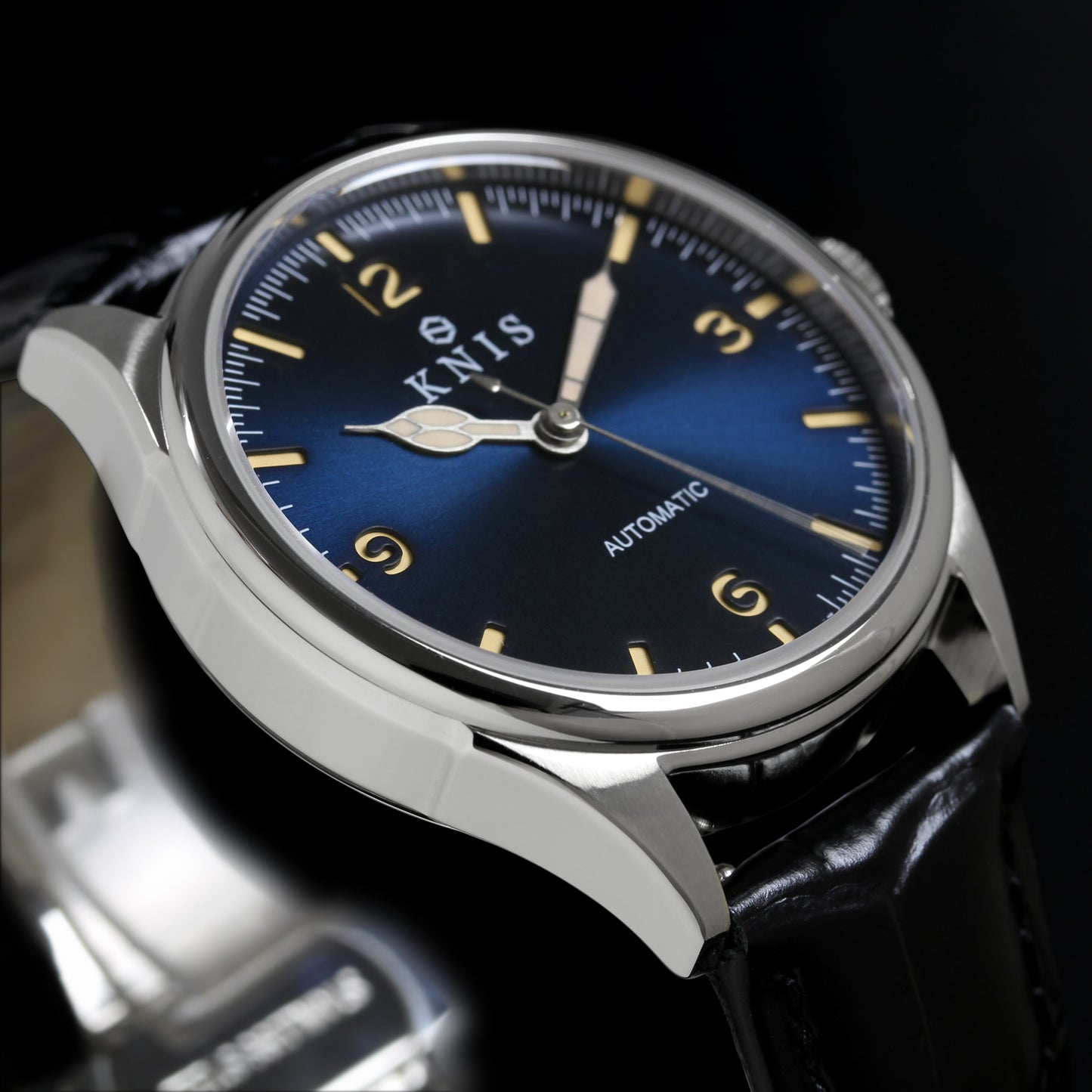 KNIS Automatic Retro Modern - Blue Dial with Blue Leather Strap KN002-BLBLLE