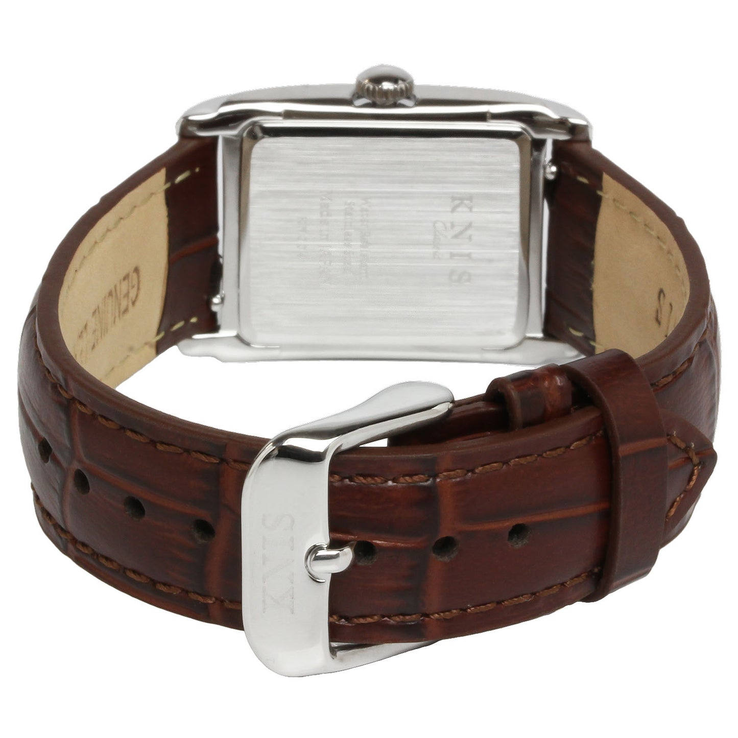 クラシック レクタンギュラー シルバー クロコ型押しレザー ブラウン KN004-SVBRC