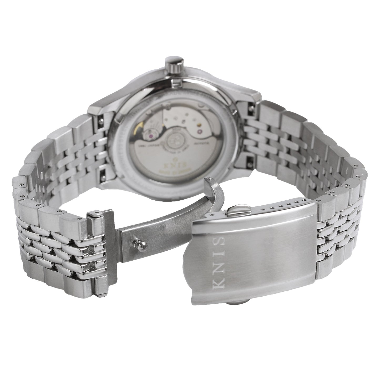 KNIS 刻 -KOKU- 自動巻き 日本製 彫金インデックス ライスブレスレット ブラック 漢字 KN005-KJBKRC