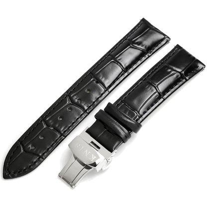 KNIS Leather Strap D-Buckle 20mm Black 