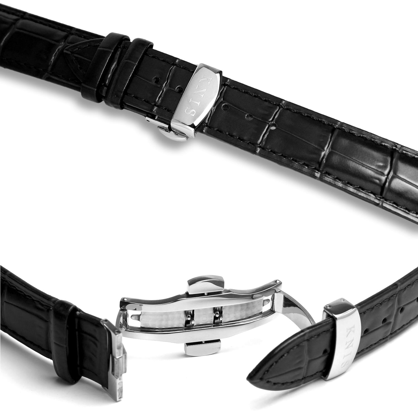 KNIS Leather Strap D-Buckle 20mm Black 