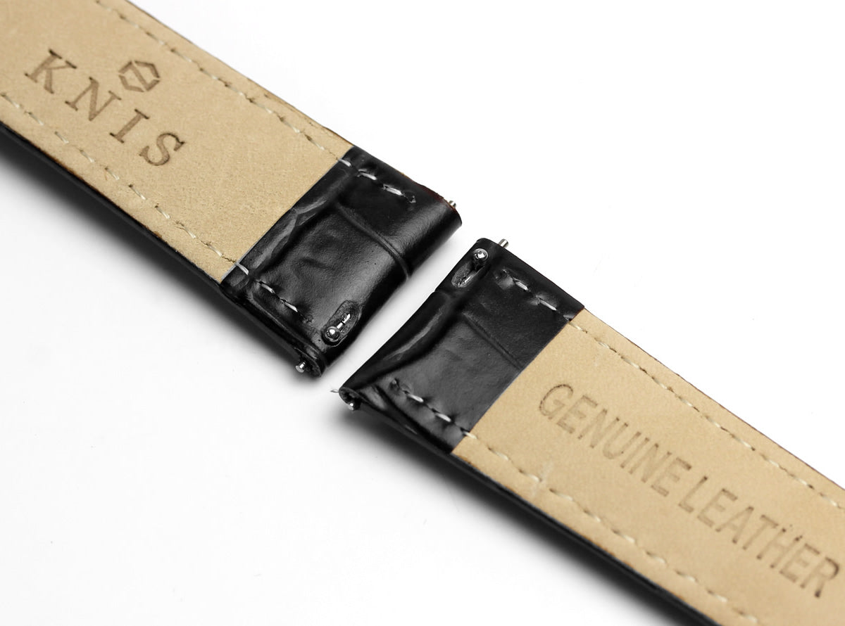 KNIS Leather Strap D-Buckle 20mm Black 