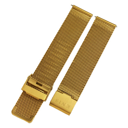KNIS 替えベルト ステンレス メッシュベルト ストラップ 18mm ゴールド
