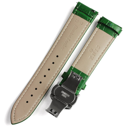 KNIS 替えベルト 本牛革 クロコ型押し レザーベルト Dバックル 20mm グリーン