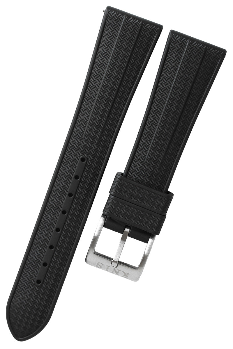KNIS 20mm FKM Rubber Watch Strap – Grid texture Black RB02