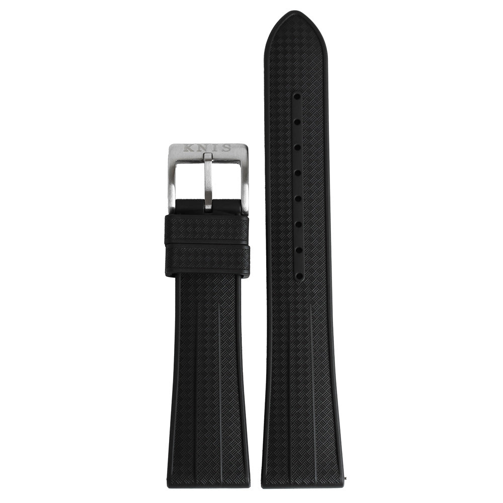 KNIS 20mm FKM Rubber Watch Strap – Grid texture Black RB02