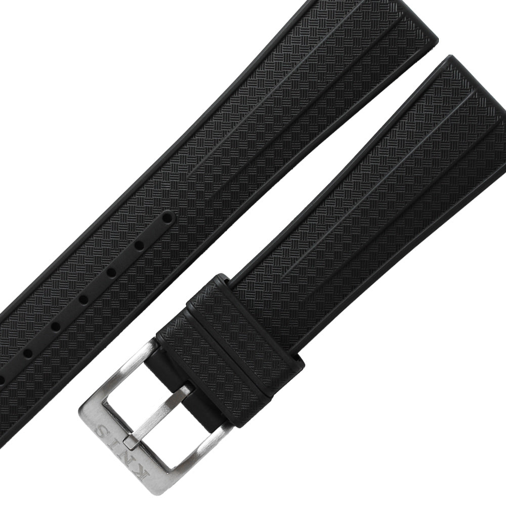 KNIS 20mm FKM Rubber Watch Strap – Grid texture Black RB02