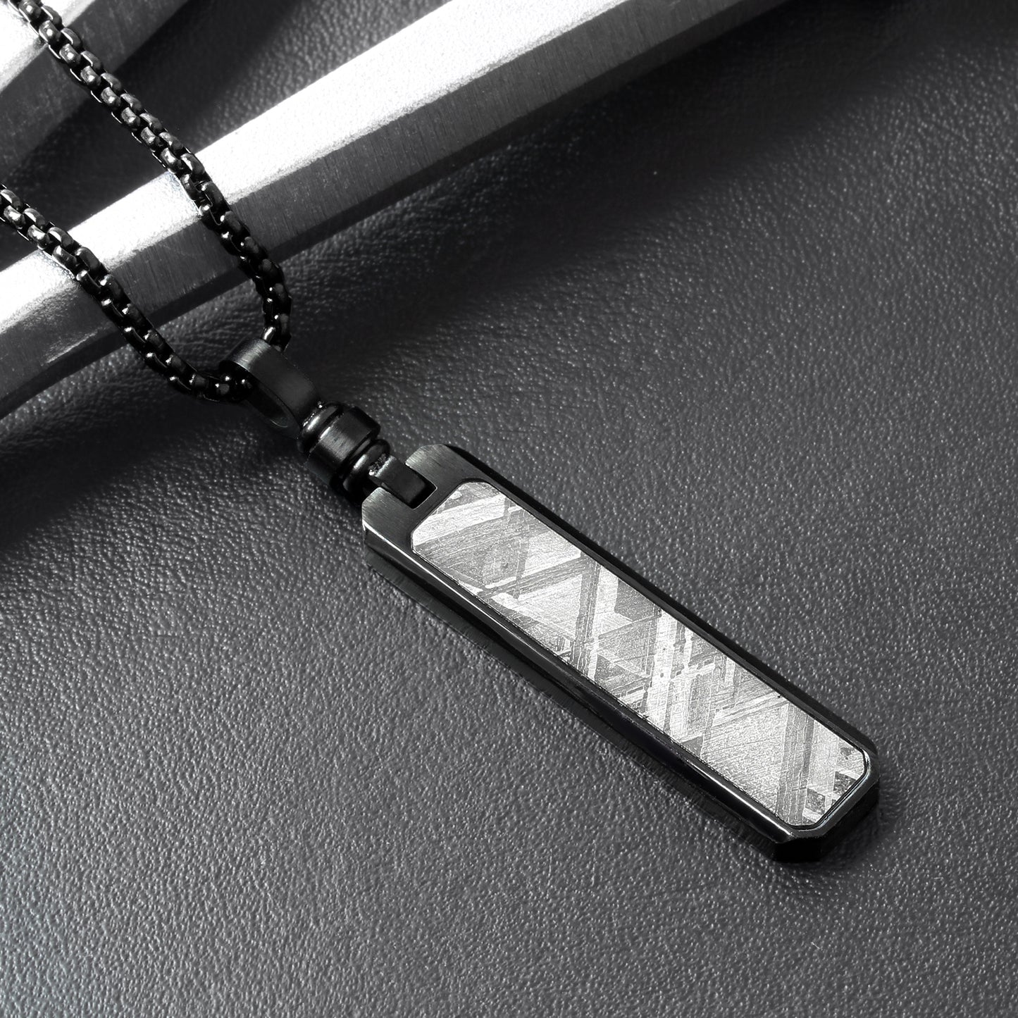KNIS Meteorite Necklace Stainless Steel Plate Black KN-NC002-BK