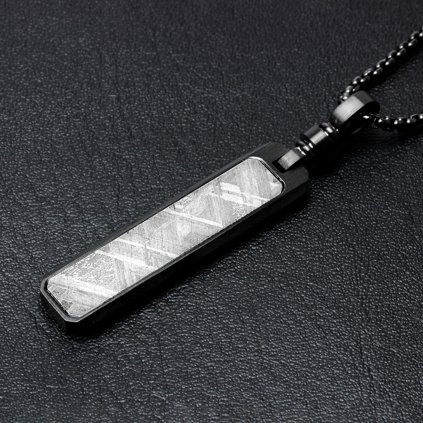 KNIS Meteorite Necklace Stainless Steel Plate Black KN-NC002-BK