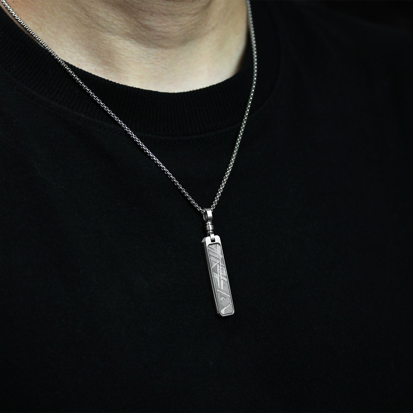 KNIS Meteorite Necklace Stainless Steel Plate Silver KN-NC002-SV