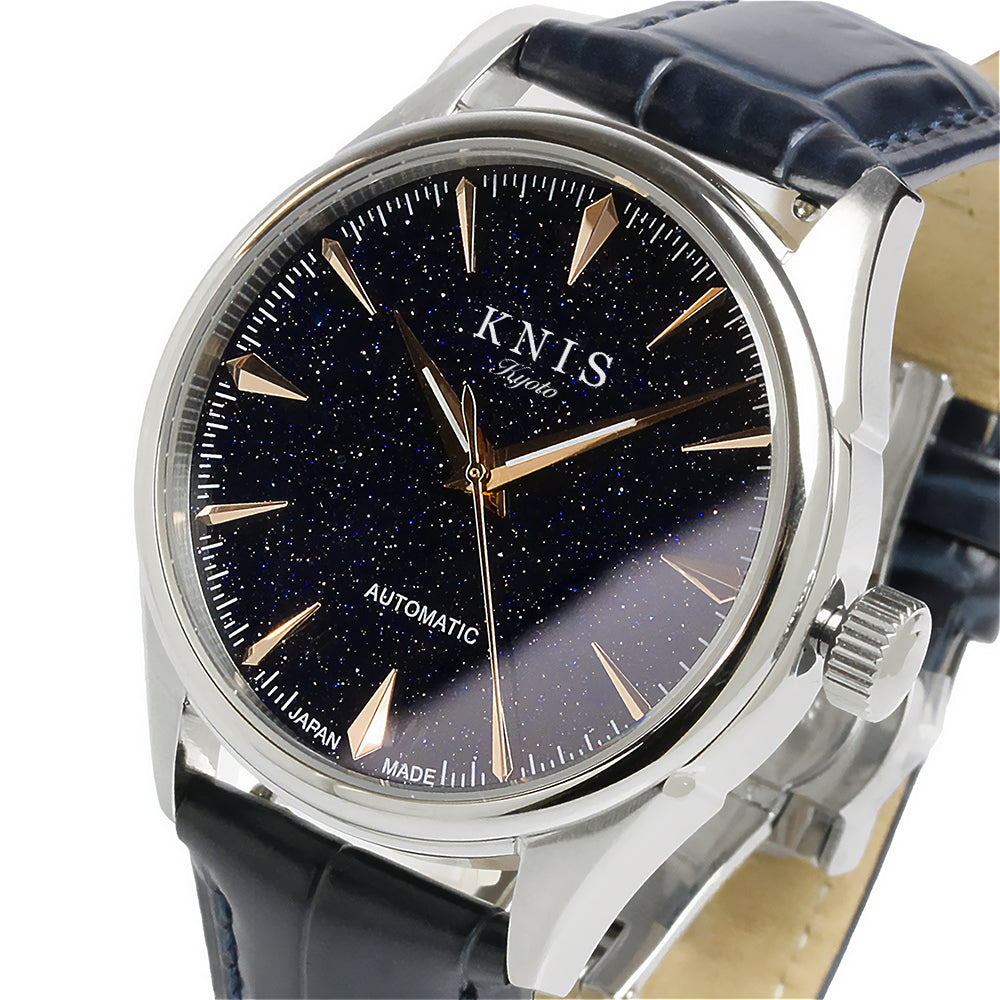 KNIS Aventurine Dial Automatic Made in Japan Rose Gold / Blue Leather Strap KN001-AVRGBLLE