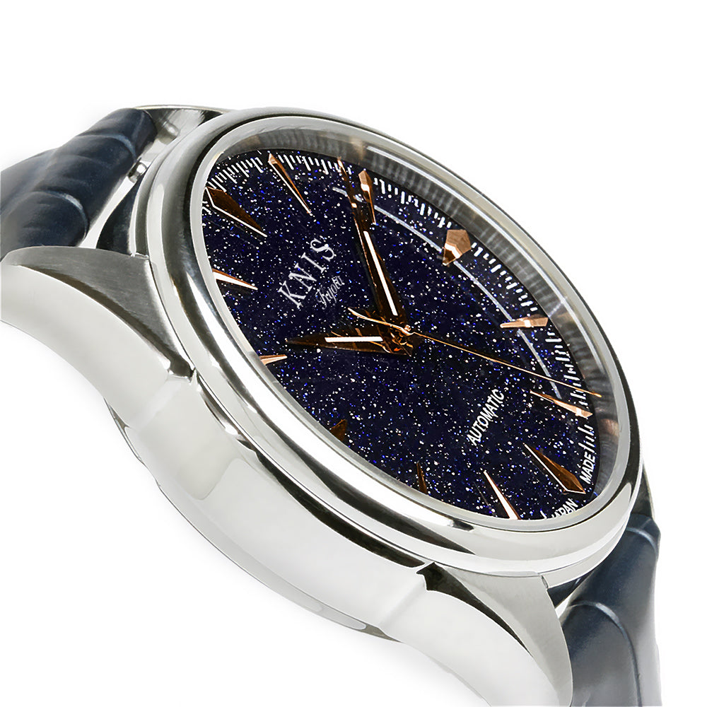 KNIS Aventurine Dial Automatic Made in Japan Rose Gold / Blue Leather Strap KN001-AVRGBLLE