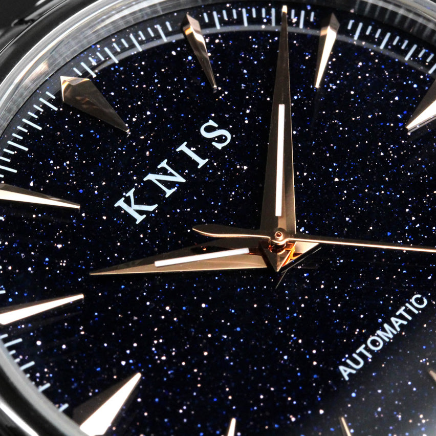 KNIS Aventurine Dial Automatic Made in Japan Rose Gold / Blue Leather Strap KN001-AVRGBLLE