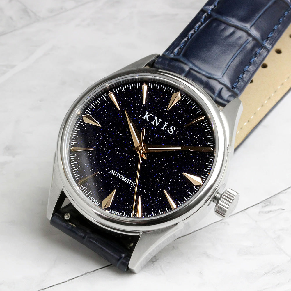 KNIS Aventurine Dial Automatic Made in Japan Rose Gold / Blue Leather Strap KN001-AVRGBLLE