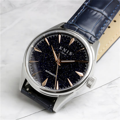 KNIS Aventurine Dial Automatic Made in Japan Rose Gold / Blue Leather Strap KN001-AVRGBLLE