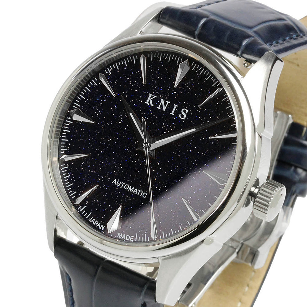 KNIS Aventurine Dial Automatic Made in Japan Silver / Blue Leather Strap KN001-AVSVBLLE