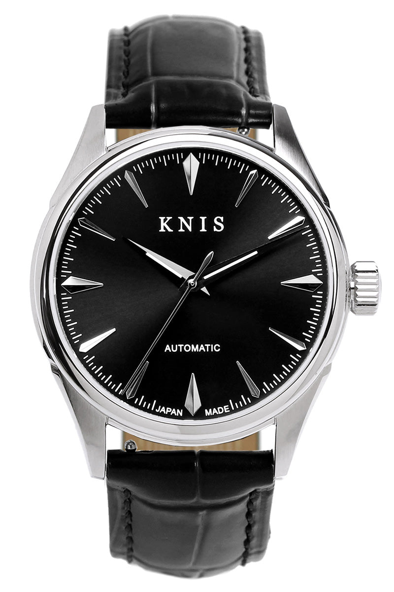 KNIS 自動巻き サンレイダイアル ブラック レザー KN001-BKBKLE