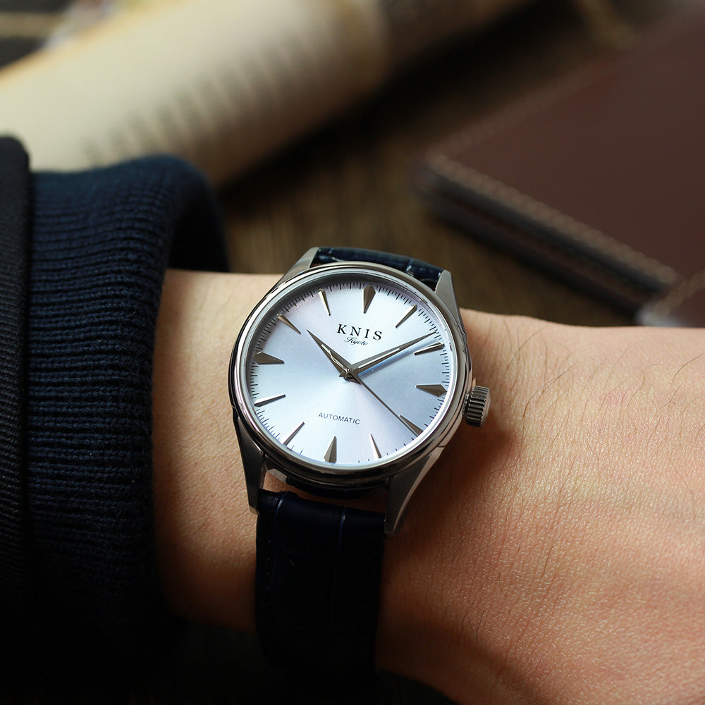 KNIS 自動巻き サンレイダイアル アイスブルー ブルー レザー KN001-IBLBLLE