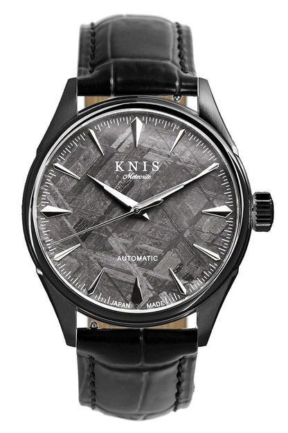 KNIS Meteorite Made in Japan Automatic Watch Men's Leather Strap Leather Black KN001-MTBKLE 