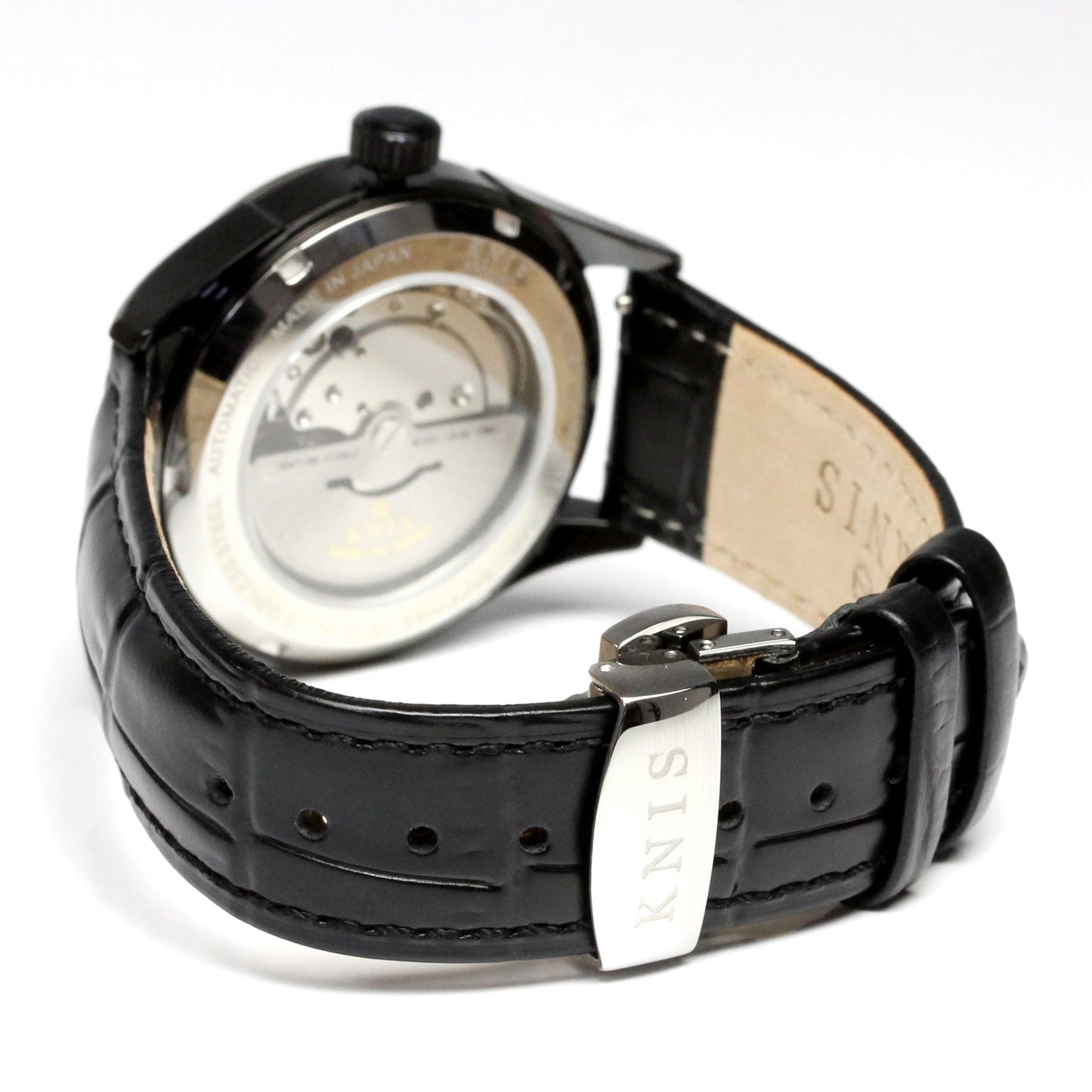 KNIS Meteorite Made in Japan Automatic Watch Men's Leather Strap Leather Black KN001-MTBKLE 