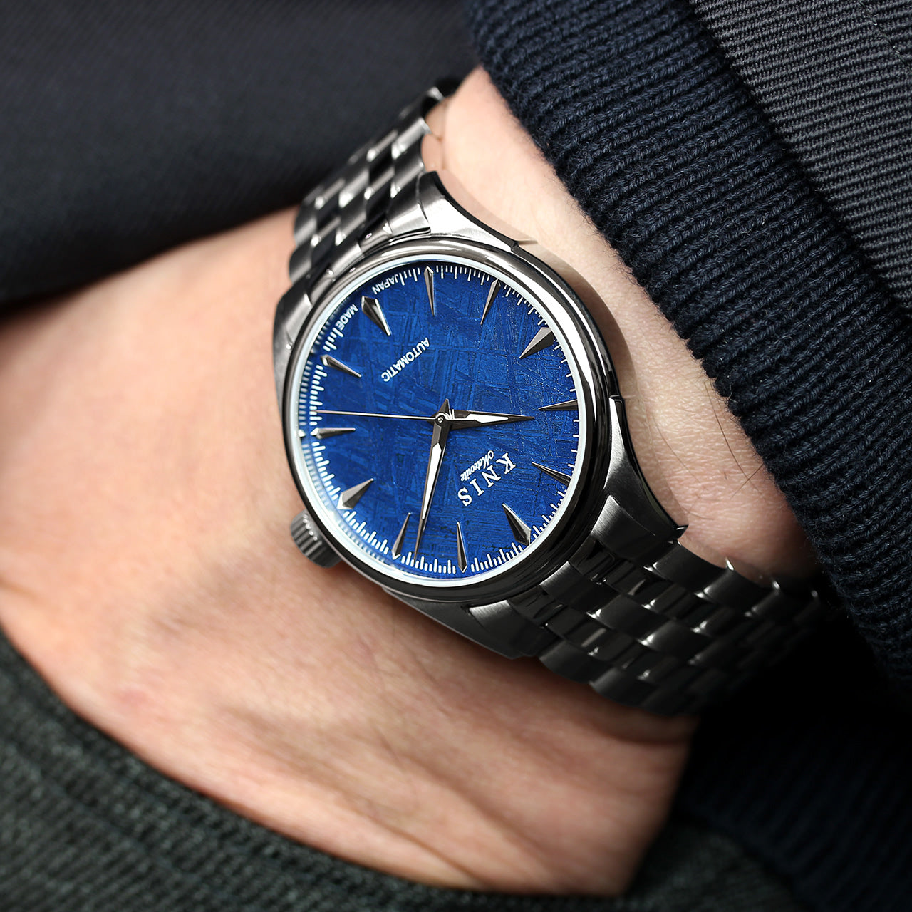 KNIS Meteorite Made in Japan Automatic Watch Men's Silver Blue KN001-MTBL
