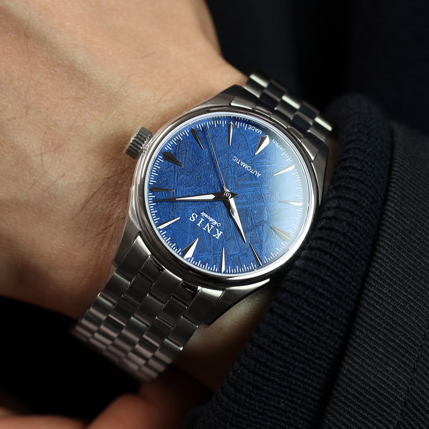 KNIS Meteorite Made in Japan Automatic Watch Men's Silver Blue KN001-MTBL