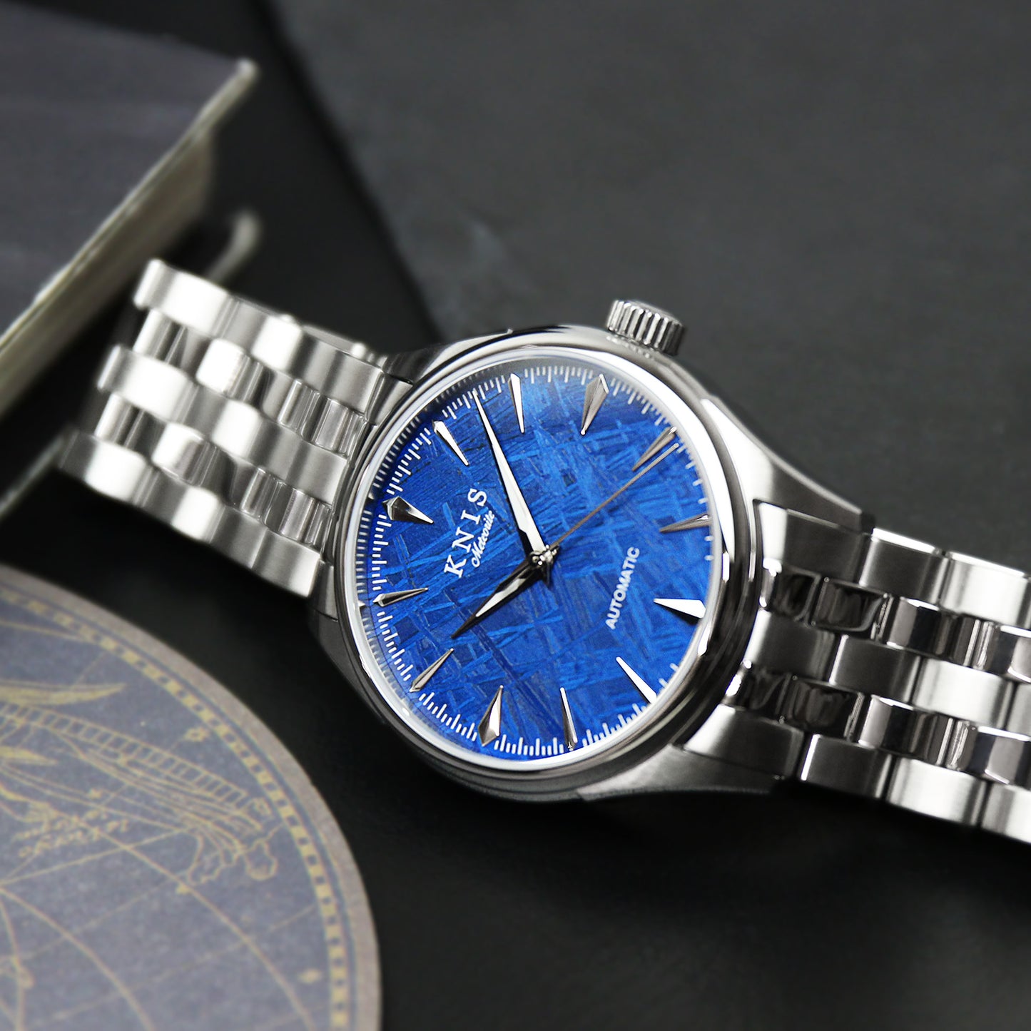 KNIS Meteorite Made in Japan Automatic Watch Men's Silver Blue KN001-MTBL