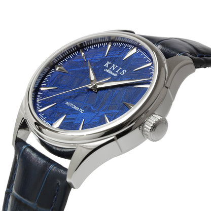 KNIS Meteorite Dial Automatic Silver Blue / Blue Leather Strap (KN001-MTBLLE)