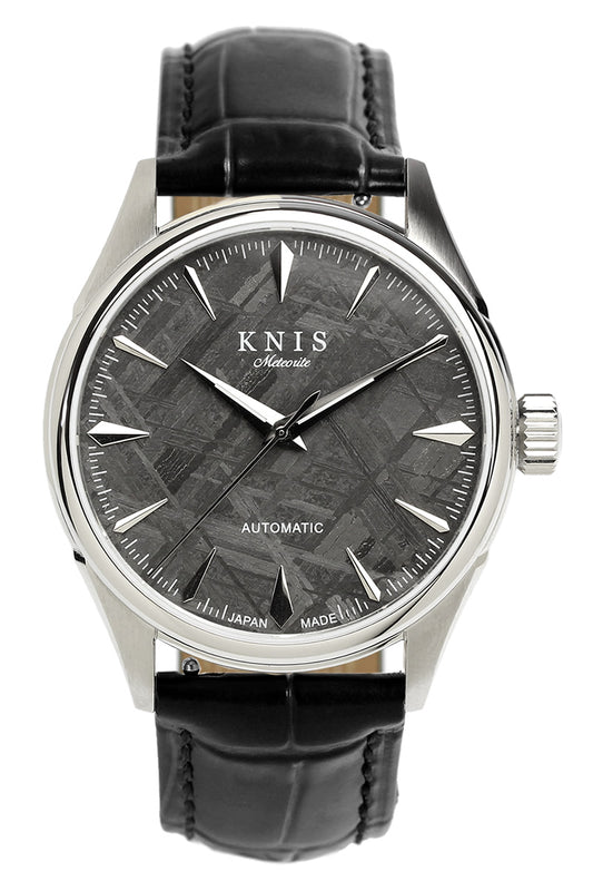 KNIS Meteorite Made in Japan Automatic Watch Men's Leather Strap Leather Silver KN001-MTLE 