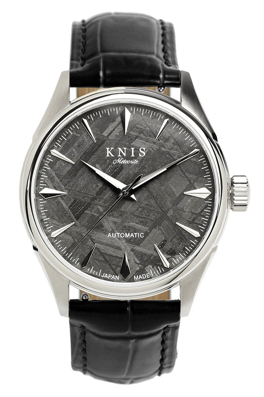 KNIS メテオライト 隕石 日本製 自動巻き 腕時計 メンズ 革ベルト レザー シルバー KN001-MTLE