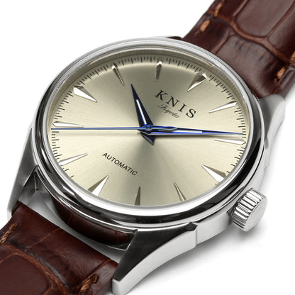 KNIS Automatic Sunray Dial Champagne Gold Leather KN001-SGBRLE 