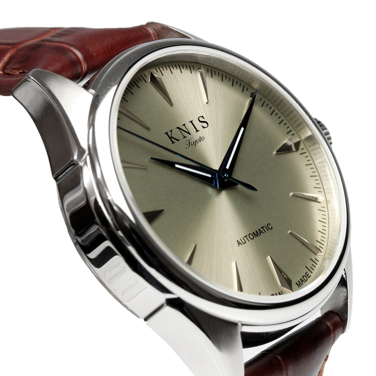 KNIS Automatic Sunray Dial Champagne Gold Leather KN001-SGBRLE 
