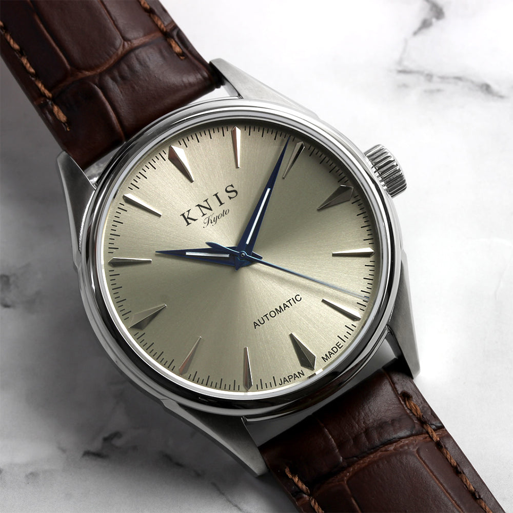 KNIS Automatic Sunray Dial Champagne Gold Leather KN001-SGBRLE 