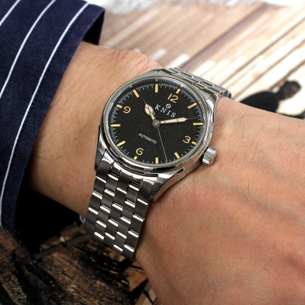 KNIS 腕時計 自動巻き レトロモダン スーパールミノバ ブラック KN002-BK